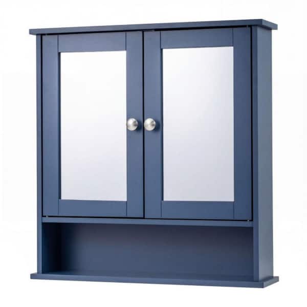 22 in. W x 23 in. H x 5 in. D Large Rectangular Blue MDF Surface Wall Mount Medicine Cabinet with Mirror