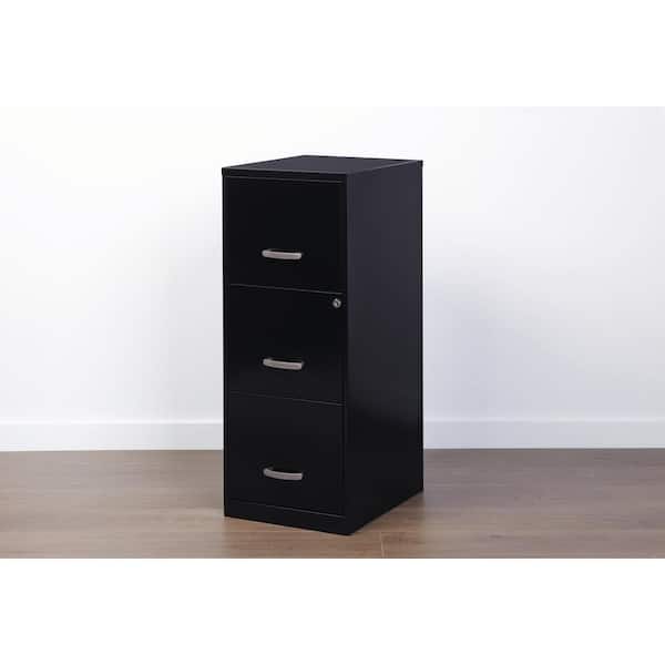 18 in. D 3-Drawer Black Metal Smart Letter Width 14.25 in. W Vertical File Cabinet