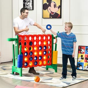4-in-A Row Giant Game Set w/Basketball Hoop for Family Green