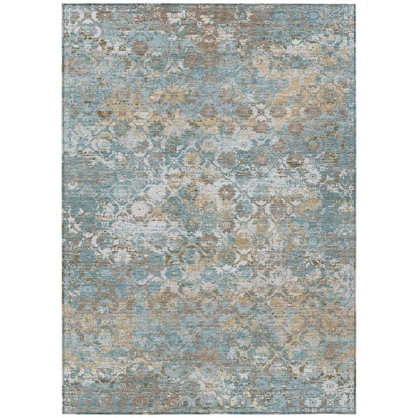 Chantille Machine Washable Indoor/Outdoor Abstract ACN2786 Teal 9 ft. x 12 ft. Area Rug