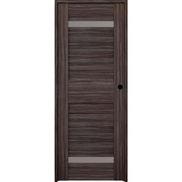 Belldinni Imma 32 in. x 96 in. Right-hand 2-Lite Frosted Glass Solid Core Gray Oak Wood Composite Single Prehung Interior Door