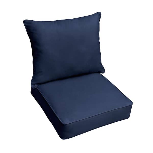 SORRA HOME 22.5 in. x 22.5 in. x 27 in. Deep Seating Outdoor Pillow and Cushion Set in Sunbrella Canvas Navy