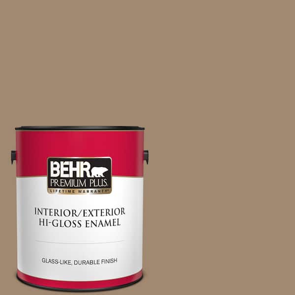 BEHR PREMIUM PLUS 1 gal. #700D-5 Toffee Crunch Hi-Gloss Enamel Interior/Exterior Paint