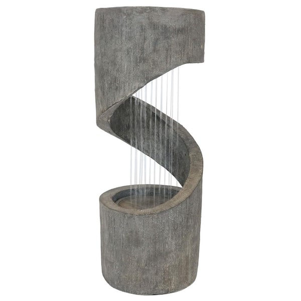 Sunnydaze 31 in. Showering Spiral Waterfall Fountain with LED Light