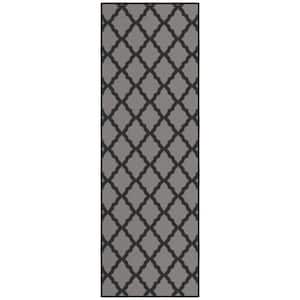 Glamour Collection Non-Slip Rubberback Moroccan Trellis Design 2x5 Indoor Runner Rug,1 ft. 8 in. x4 ft. 11 in.,Dark Gray