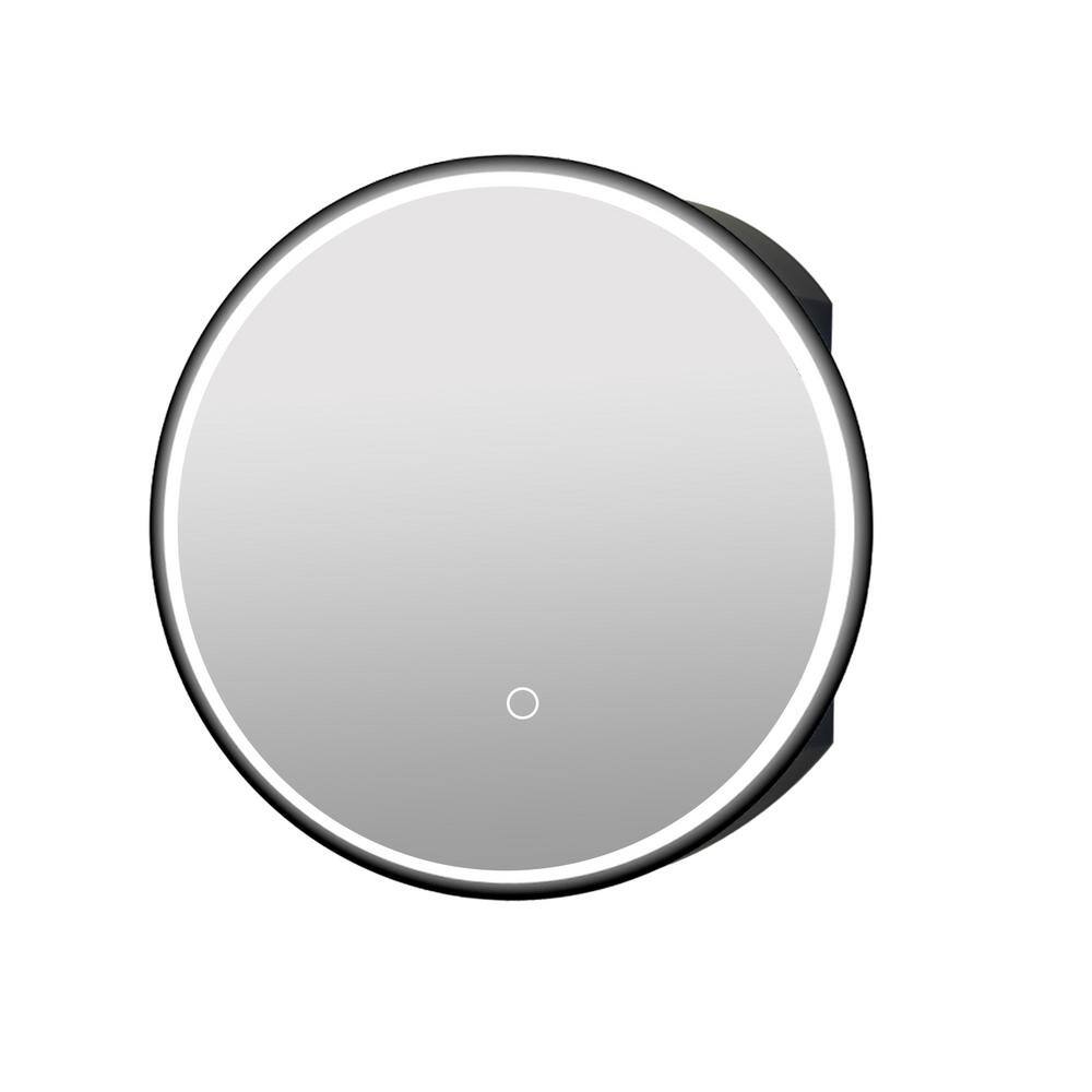 24 in. W x 24 in. H Round Surface Mount Black Bathroom Medicine Cabinet with Mirror with LED Light and Anti-Fog price history on PriceWatchPro