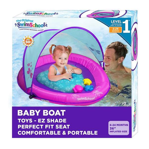 Buy Baby Boat Float with Adjustable Seat and Sun Shade Canopy, Berry