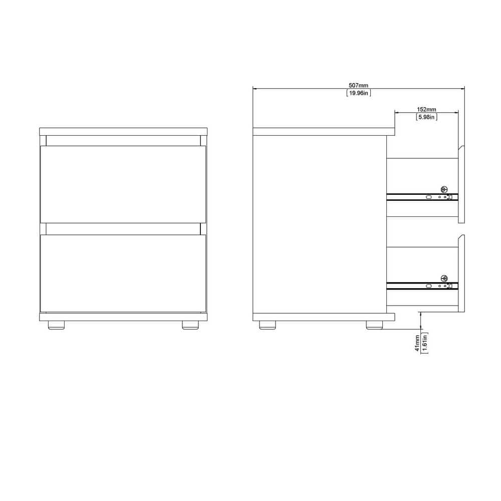 Aurora White 2-Drawer Engineered Wood Nightstand