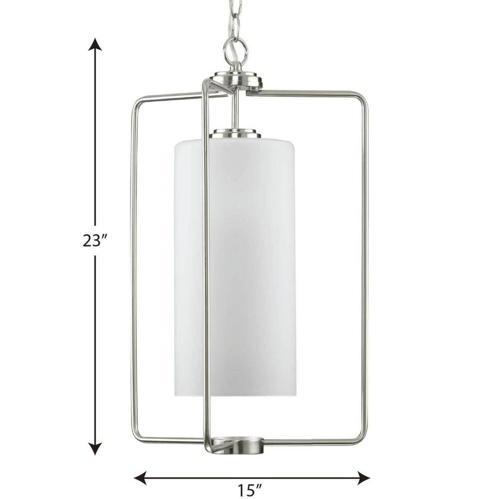 Merry Collection Brushed Nickel Etched Glass Foyer Pendant Light