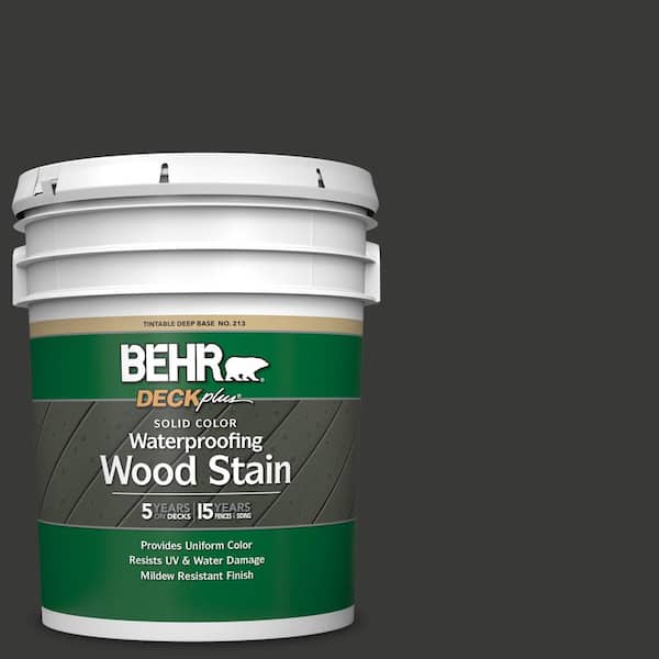 BEHR DECKplus 5 gal. #HDC-MD-04 Totally Black Solid Color Waterproofing Exterior Wood Stain