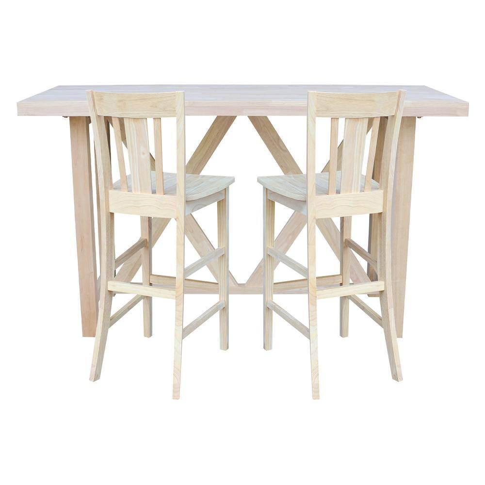 International Concepts 3-Piece Set -72 in. Solid Wood Unfinished Bar ...