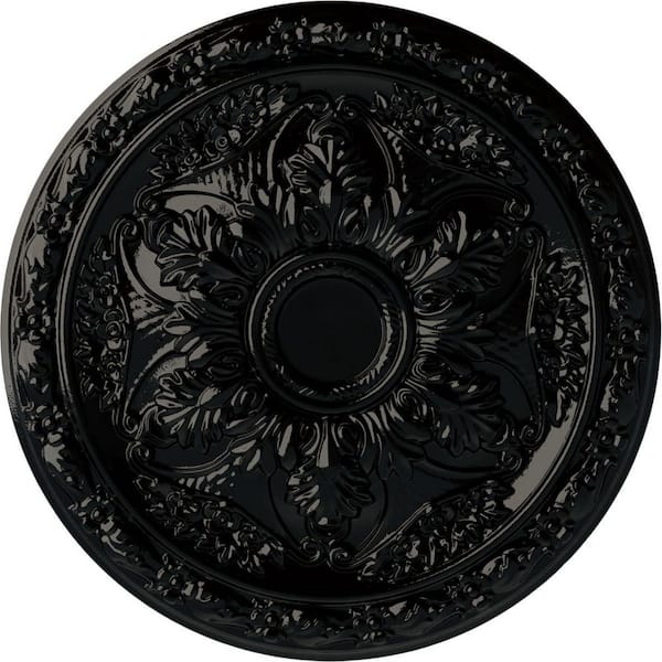 Ekena Millwork 20 in. x 1-5/8 in. Baile Urethane Ceiling Medallion (Fits Canopies upto 3-1/4 in.), Black Pearl