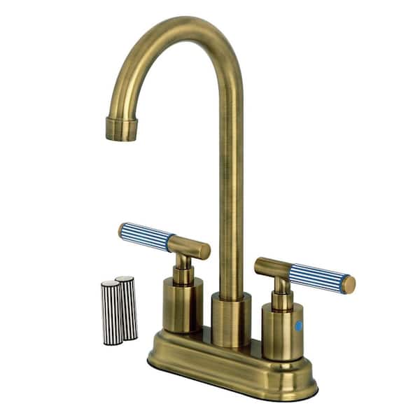 Verona 2-Handle Bar Faucet Deckplate Included in Antique Brass