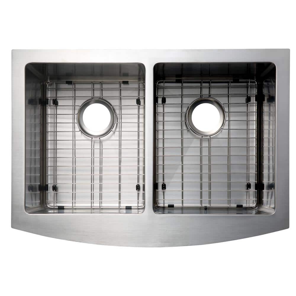 Parketon 30'' Satin Stainless Steel Double Bowl Farmhouse Sink