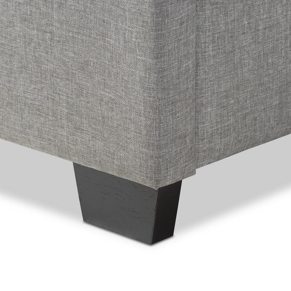 Luxurious King-Sized Gray Faux Leather Wingback Bed with Nailhead Trim