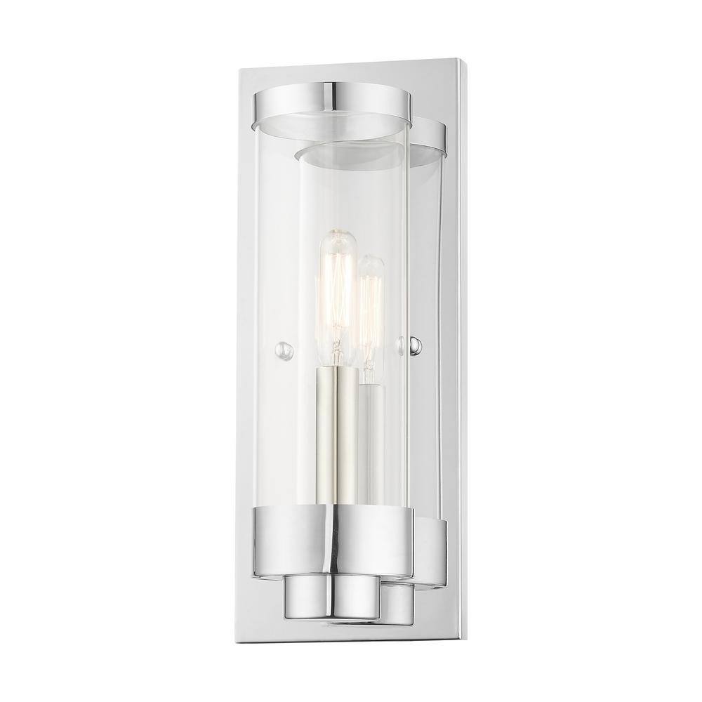 Polished Chrome Clear Glass Outdoor Wall Lantern