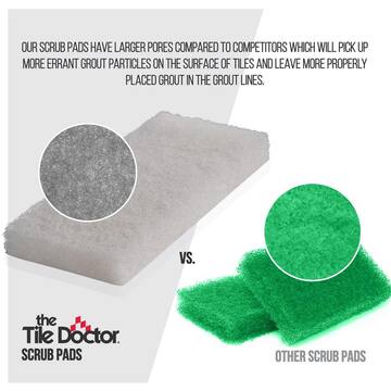 The Tile Doctor 4.5 in. x 10 in. x 1 in. White Light Duty Non-Scratch Water Based Latex Resins Maximum Scrub Power Pads (48-Pack) scrubdr48white
