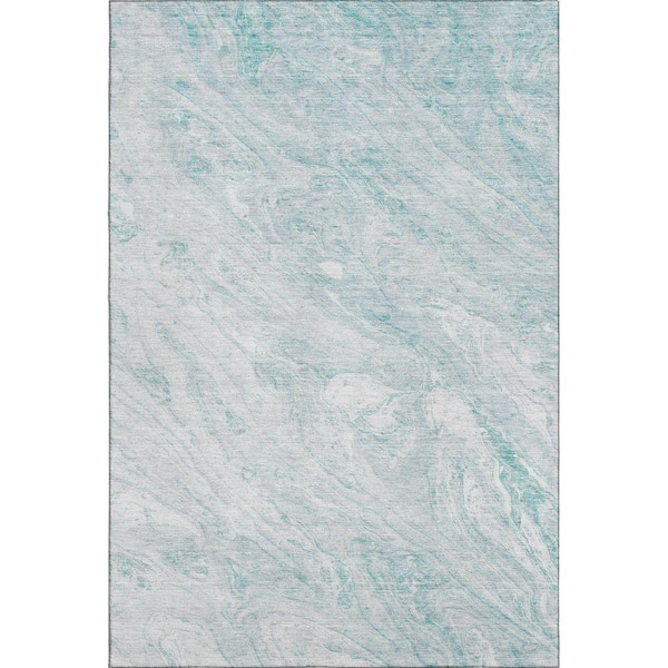 Mayfield Premium Machine Washable Indoor/Outdoor Geometric AMF640 Teal 2 ft. 6 in. x 3 ft. 10 in. Area Rug