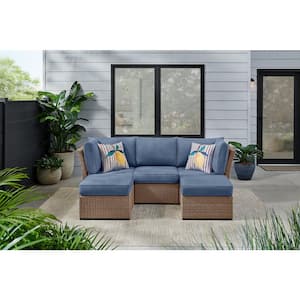 Salisbury Cedarbrook 5-Piece Outdoor Sectional with Espresso Frame Finish and Lake Cushions