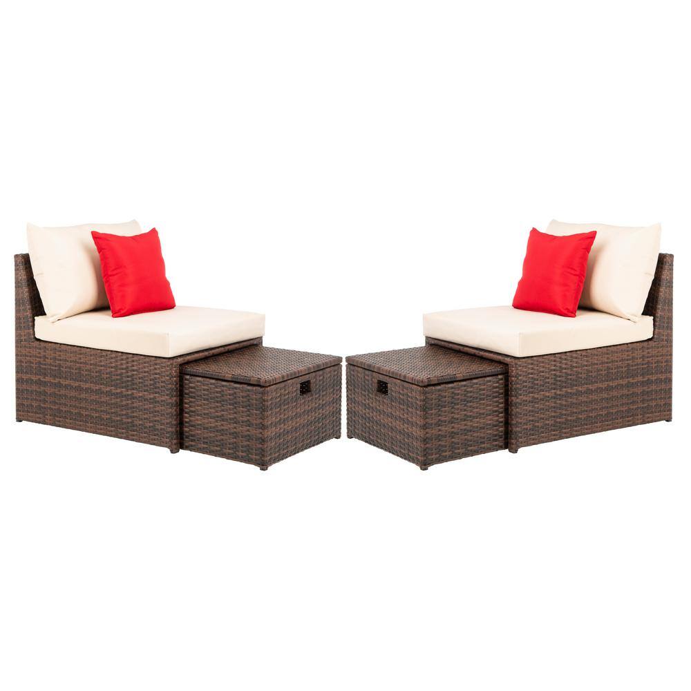 Safavieh Telford Brown 4Piece Wicker Outdoor Lounge Chair with Tan CushionsPAT2013A The Home