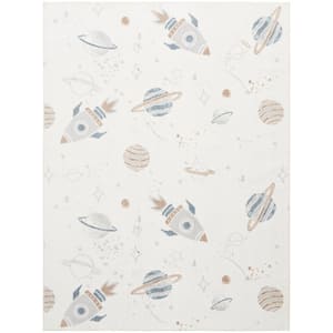 Astra Machine Washable Ivory Multicolor 5 ft. x 7 ft. Graphic Contemporary Area Rug