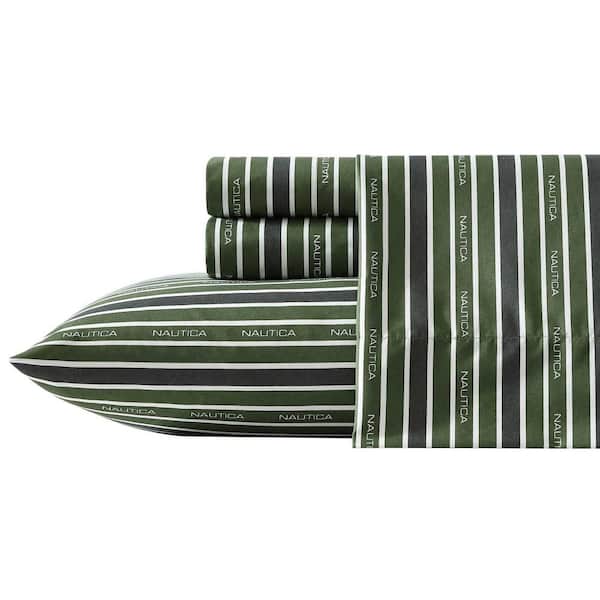 Varadero Typeface 4 Piece Green/Grey Microfiber Full Sheet Set