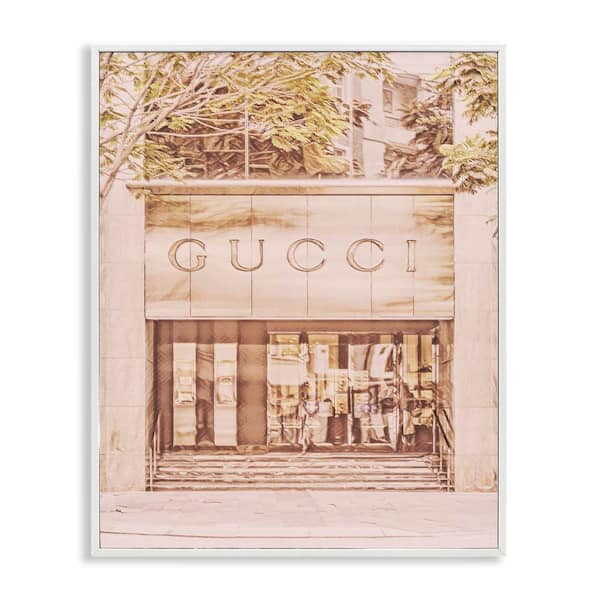 Stupell Industries Pink Designer Storefront by Graffi*tee Studios White Framed Architecture Giclee Art Print 30 in. x 24 in.