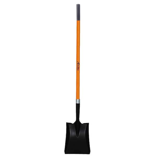 47 in. L Fiberglass Long Handle Transfer Square Shovel, with Heavy-Duty Metal Blade Shovel (1-Pack)