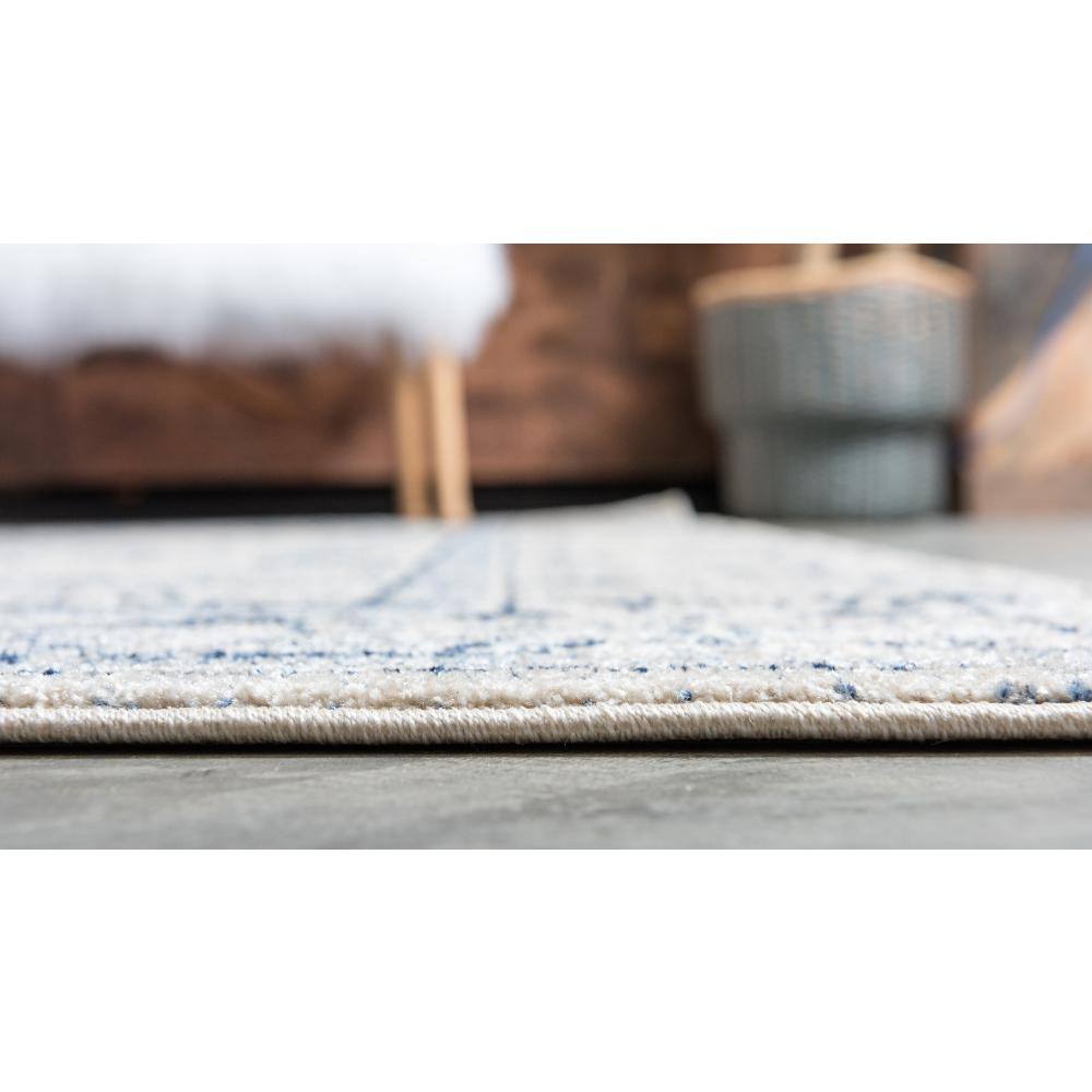 Ivory Blue Easy-Care Stain-Resistant Synthetic Area Rug, 10'6"x16'5"