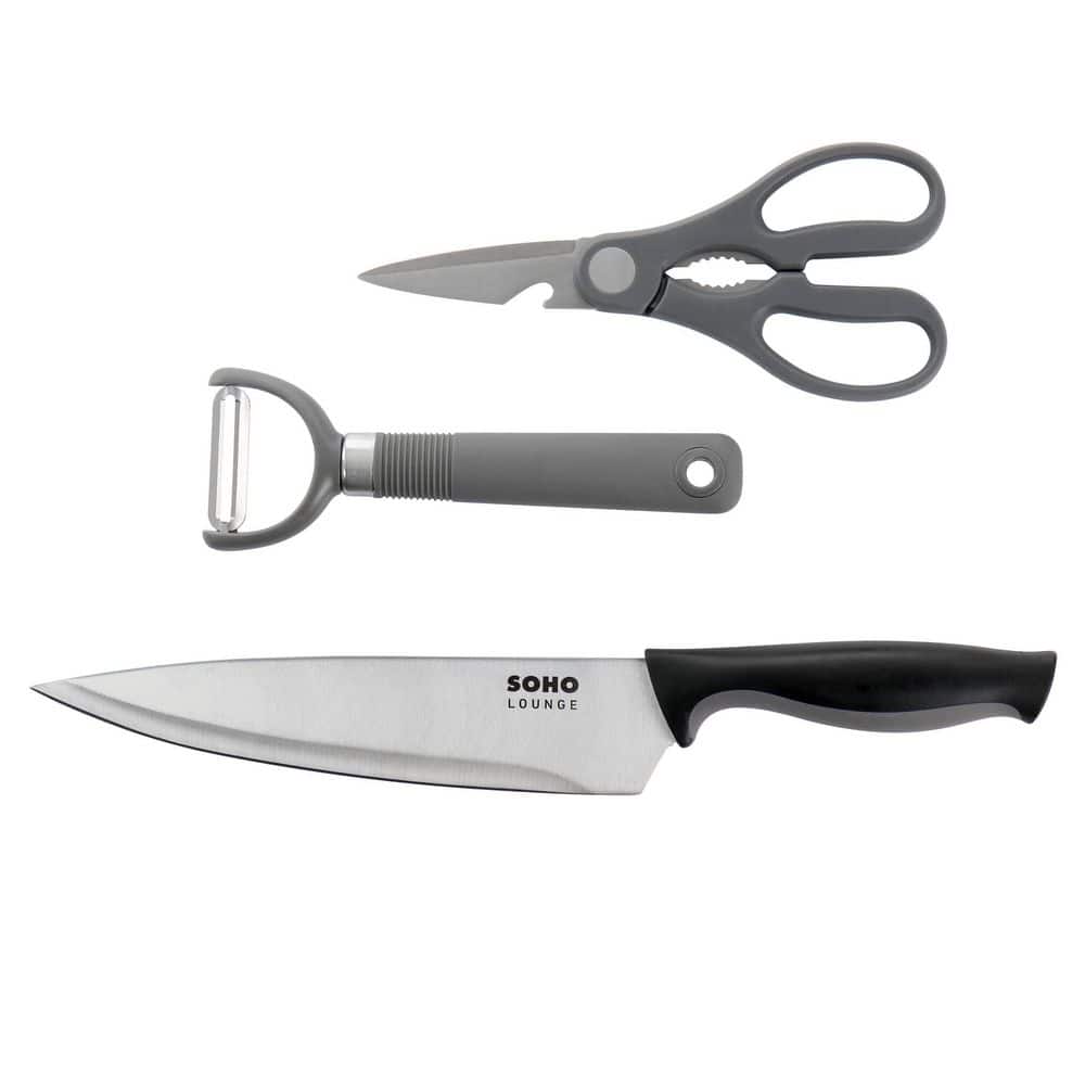 Gibson Soho Lounge 16-Piece Stainless Steel Knife Set with Black Acrylic Stand