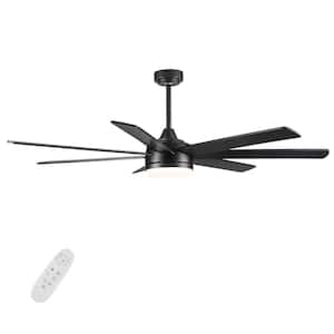 72 in. LED Indoor/Outdoor Black Farmhouse Style Ceiling Fan with Remote Control and 6 Gear Wind Speed