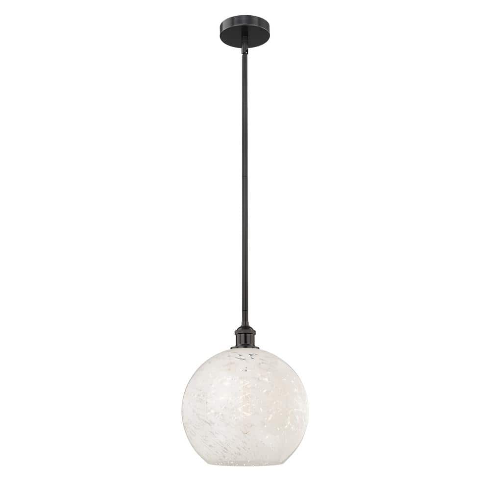 White Mouchette 100-Watt 1-Light Matte Black Shaded Mini Pendant Light with Painted Glass Shade price history on PriceWatchPro
