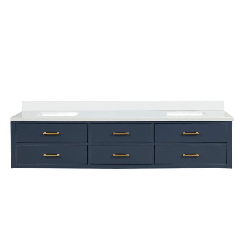 Sherman 84 in. W x 22 in. D Blue Double Bath Vanity with Cultured Marble Top price history on PriceWatchPro
