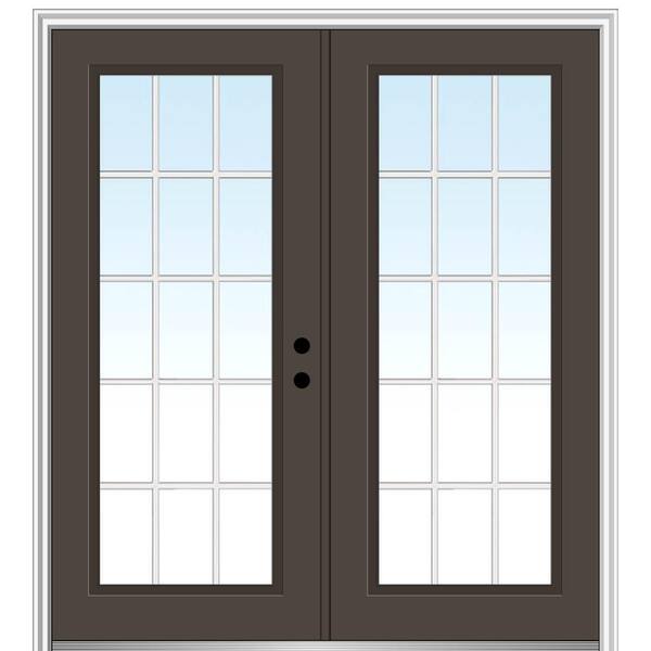 MMI Door 60 in. x 80 in. White Internal Grilles Left-Hand Inswing Full Lite Clear Glass Painted Steel Prehung Front Door