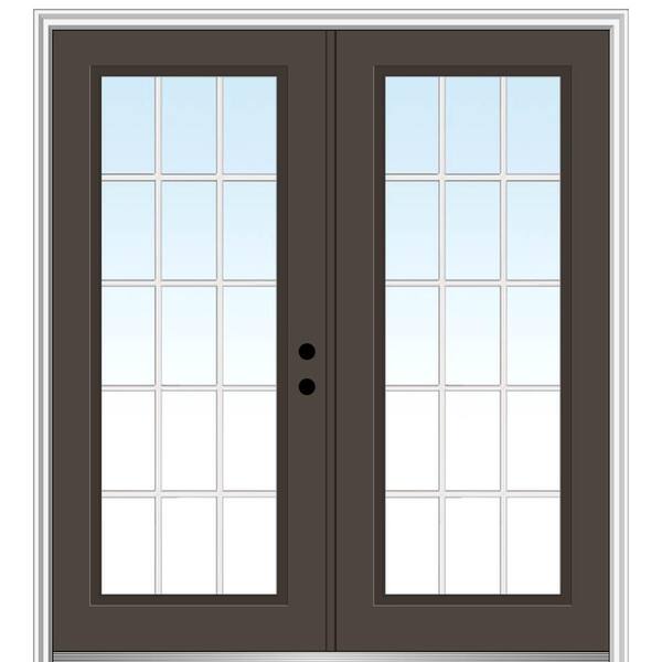 MMI Door 64 in. x 80 in. White Internal Grilles Left-Hand Inswing Full Lite Clear Glass Painted Steel Prehung Front Door