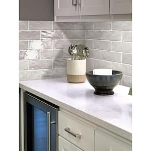 Blue 2.5 in. x 8 in. Polished and Honed Ceramic Subway Mosaic Tile (5.38 sq. ft./Case)