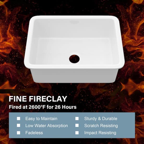 ホワイトフレア1BOX HOMLYLINK White Fireclay Kitchen Sink 27 in. Drop-in