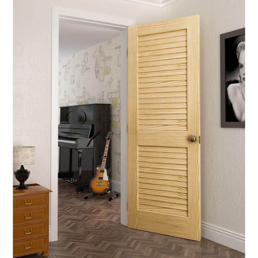 Plantation Style Solid Pine Louvered Unfinished Door 80"x18"
