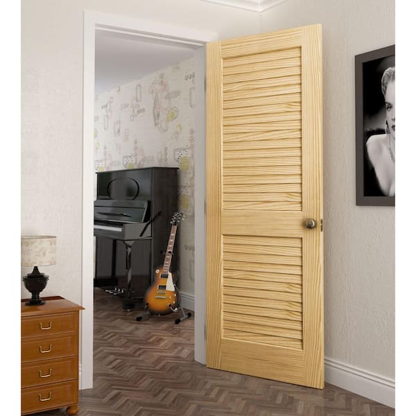 Kimberly Bay Louvered Solid Wood Unfinished Slab Standard Door 24" x 80" 