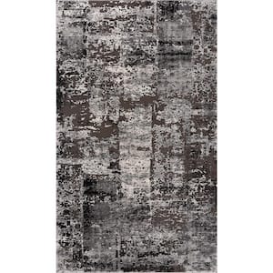 Vogue Grey/Brown (2 ft. x 10 ft.) - 2 ft. 3 in. x 10 ft. Modern Abstract Runner Area Rug