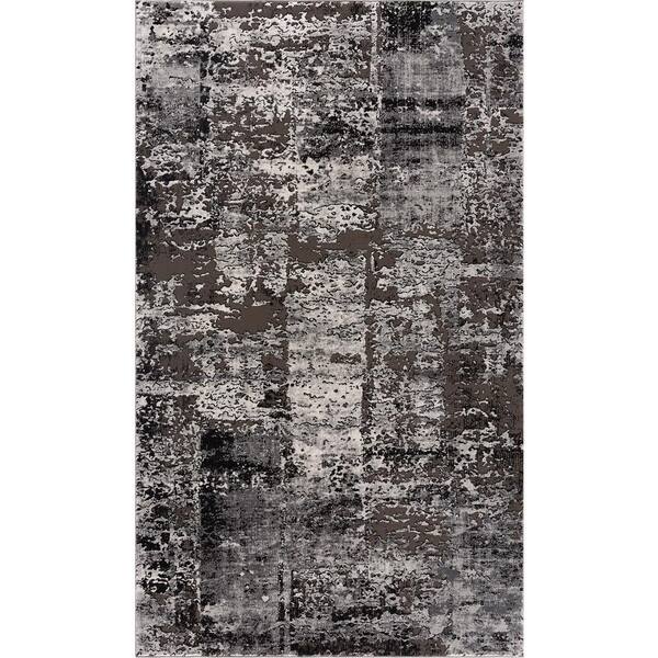 Rug Branch Vogue Grey/Brown (2 ft. x 15 ft.) - 2 ft. 3 in. x 15 ft. Modern Abstract Runner Area Rug