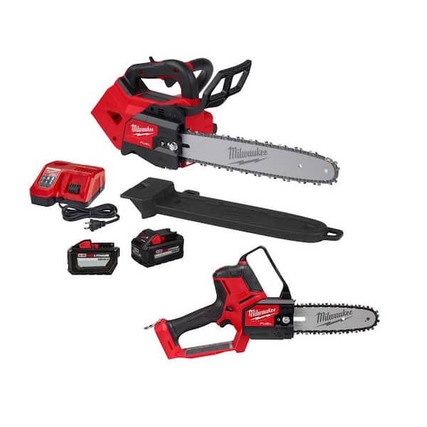 Milwaukee M18 FUEL 14 in. Top Handle 18V Lithium-Ion Brushless Cordless Chainsaw Kit w/8 in. Pruning Saw, 8.0 Ah, 12.0 Ah Battery