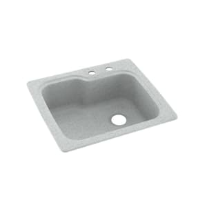 Dual-Mount Solid Surface 25 in. x 22 in. 2-Hole Single Bowl Kitchen Sink in Tahiti Gray