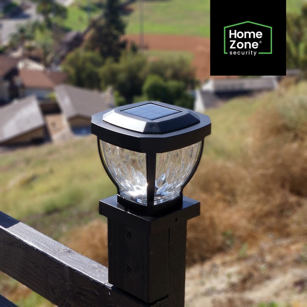 Black Solar LED Post Cap Lights with Rippled Glass, 2-Pack