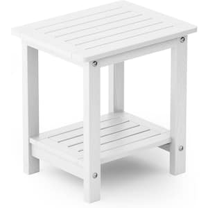 16.73 in. H White Square Double Layer Plastic Adirondack Outdoor Side Table