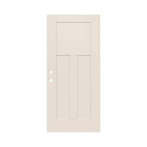 34 in. x 79 in. 3-Panel Craftsman Primed Steel Front Door Slab