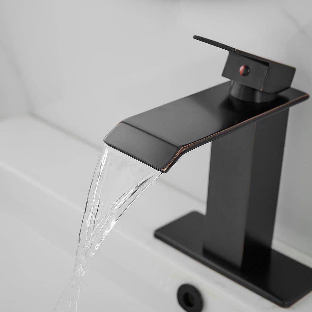 Oil Rubbed Bronze Modern Waterfall Single Hole Bathroom Faucet