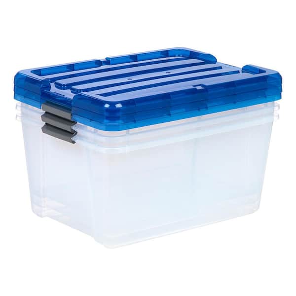IRIS 3-Pack Element Resistant Large 18.5-Gallons (74-Quart) Blue  Weatherproof Heavy Duty Tote with Latching Lid in the Plastic Storage  Containers department at