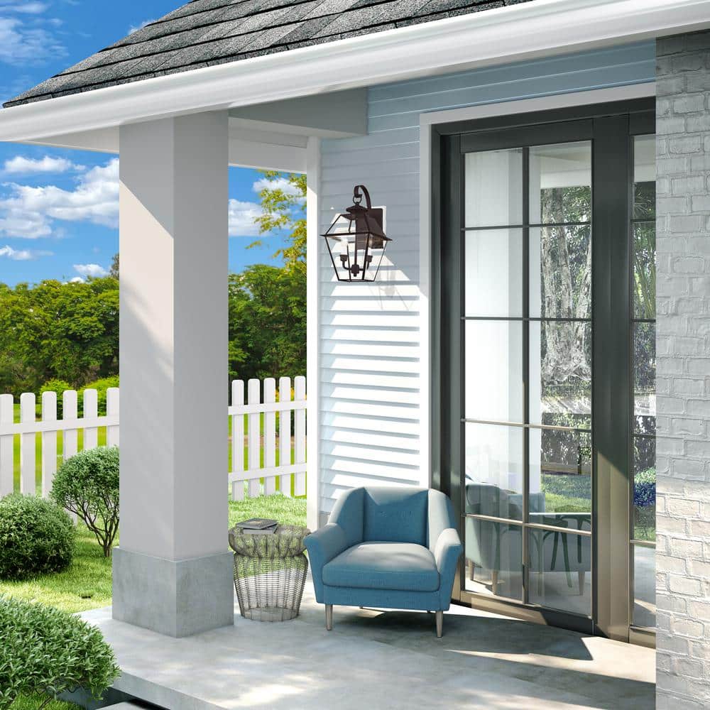 Charleston Elegance Bronze Outdoor Wall Lantern with Clear Beveled Glass