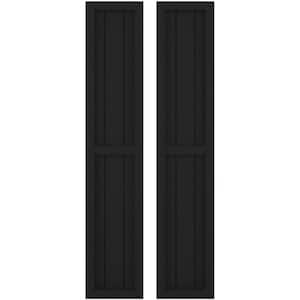10-1/2 in. W x 48 in. H Americraft 3 Board Exterior Real Wood Two Equal Panel Framed Board and Batten Shutters Black